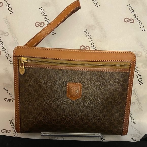 CELINE Vintage Brown Macadam M92 Wristlet/Clutch bag - Picture 1 of 14